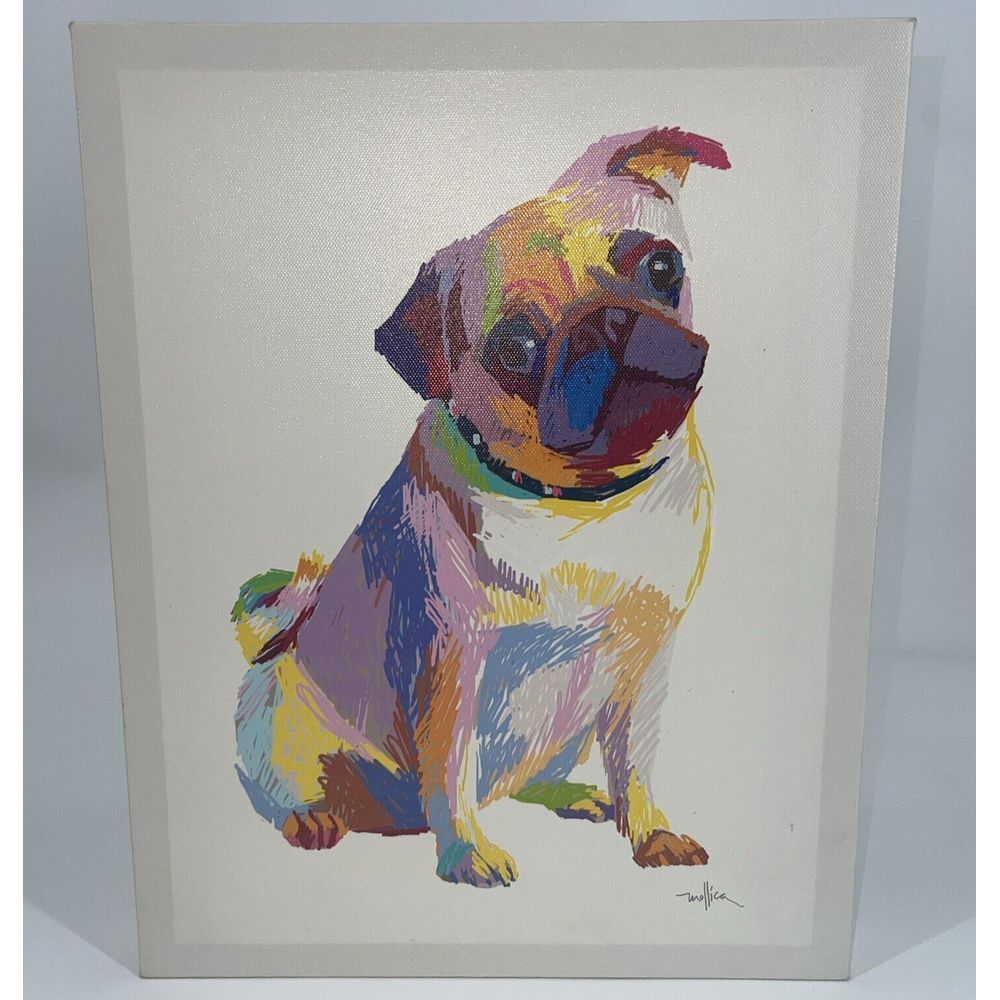 Canvas Pug Sketch by Patti Mollica Artist‎ Colorful 11"x14"
